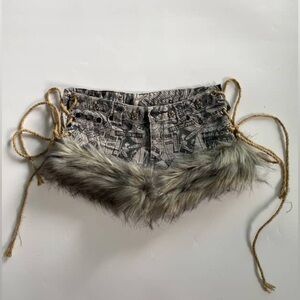 Y2K reworked Newspaper Print  Minishorts